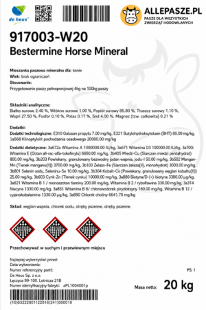 De Heus Bestermine Horse Mineral 20kg - sypka - obrazek 3