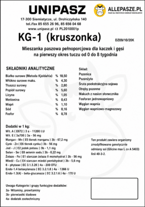 Unipasz Kaczka Gęś 1 20kg - kruszonka - obrazek 3