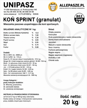 UNIPASZ Koń Sprint 20kg - granulat - obrazek 3