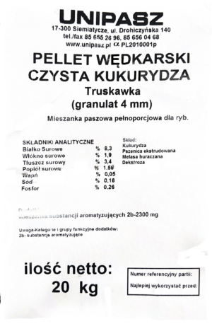 UNIPASZ - PELLET WĘDKARSKI CZYSTA KUKURYDZA - TRUSKAWKA - 1KG - obrazek 3