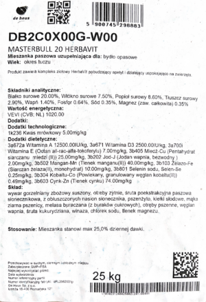 De Heus Masterbull 20 Herbavit 20kg - granulat - obrazek 3