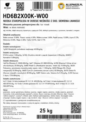 De Heus Nioska Staropolska z siemieniem lnianym 25kg - kruszonka - obrazek 3