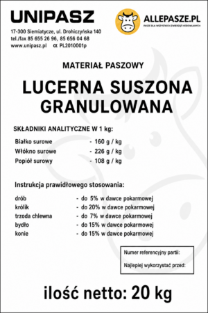 Lucerna Suszona Granulowana Unipasz 20kg - obrazek 3