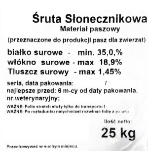 Śruta słonecznikowa wysokobiałkowa Eko-Pasz 25kg - obrazek 3